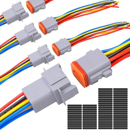 Exqutoo 4Pack 8-Pin DT Connector Male and Female Wire Connectors - size: 8-pin/4pack