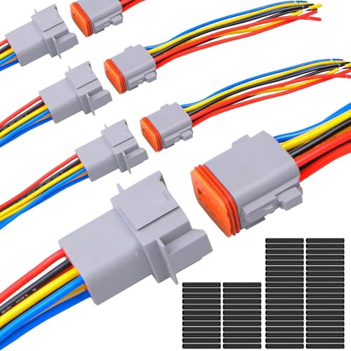 Exqutoo 4Pack 8-Pin DT Connector Male and Female Wire Connectors - size: 8-pin/4pack