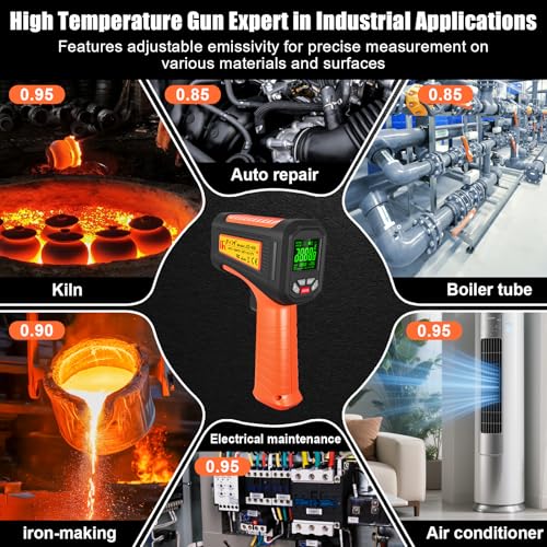 -58°F ~3272°F 50:1Ratio FKM Infrared Thermometer High Temperature Gun - color: Orange