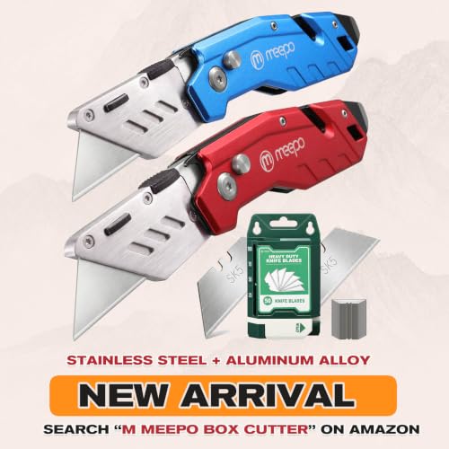 M MEEPO 4-Pack Box Cutter, Colorful Folding Utility Knife w/ 10 pcs Blades - size: 4-PACK