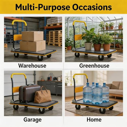 Foldable Platform Hand Truck, Heavy Duty Push Cart Dolly (Yellow) - color: Yellow-660lbs
