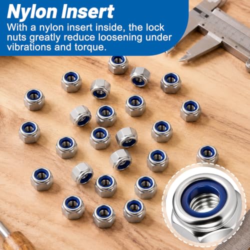 M3-0.5 Lock Nut 330Pcs Stainless Steel Nylock Locking Nuts with Washer - size: locknut-M3 330pcs