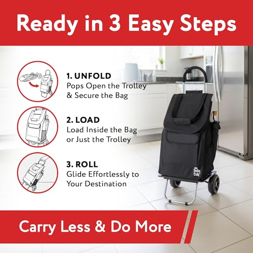 dbest products Bigger Trolley Dolly, Black Shopping Grocery Foldable Cart - color: Black