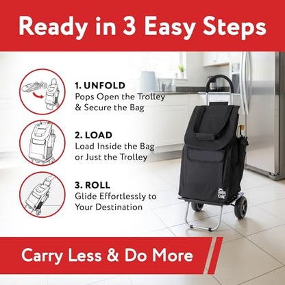 dbest products Bigger Trolley Dolly, Black Shopping Grocery Foldable Cart - color: Black