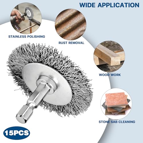 2 Inch Wire Brushes for Drill, 15 Pieces