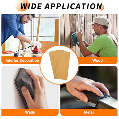 6 Pcs 100 Grit Sandpaper 3.6 x 9 Inch Sand Paper Alumina Gold - size: 3.6 x 9 Inch(100 Grit)