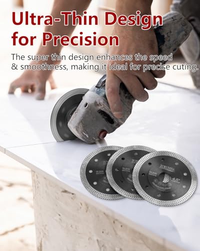 ZORUNNA 2Pcs 4.5" Super Thin Diamond Tile Blades, Dry/Wet Cut, for Tile - style: Black