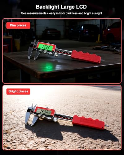 GODSEON 6" Digital Caliper, USB-C Rechargeable Backlight LCD ±0.001" Accuracy, Inch/mm/Fraction Units 5 Modes Auto-Off, Stainless Steel Calipers for DIYers Woodworkers Jewelers, 3D Printing - size: 6"- Metal Shell