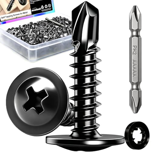 mxuteuk 420PCS #8×3/4" Black Self Tapping Screws,410 Stainless Steel - size: BK #8×3/4"