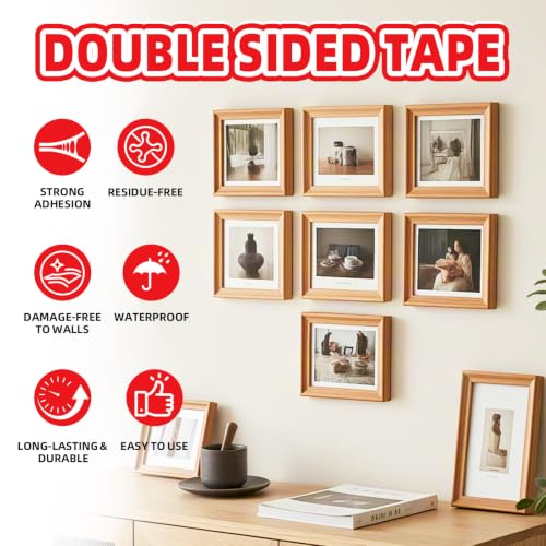 Heavy Duty Removable Double Sided Tape for Picture & Wall, 1in x 9.85ft - size: 1in X 9.85ft