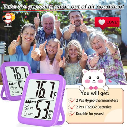 Antonki 2 Pack Room Thermometer Indoor Hygrometer - color: 2 Pcs* Lavender Purple