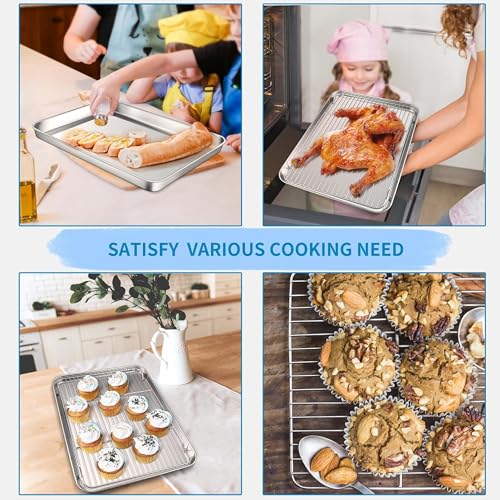 Herogo Stainless Steel Half Sheet Baking Pan with Rack Set,18" x 13" x 1" - size: 17.7 x 13 x 1 inch