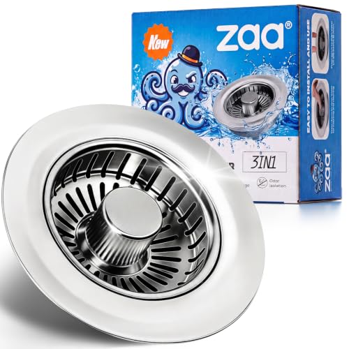 zaa Kitchen Sink Drain Strainer - Kitchen Sink Stopper, 304 Stainless Steel Sink Drain Stopper, Sink Protector for Kitchen with Anti-Clog Filter, Fit US Standard 3-1/2'' Sink Drain Hole, Gray - color: Brushed Gray