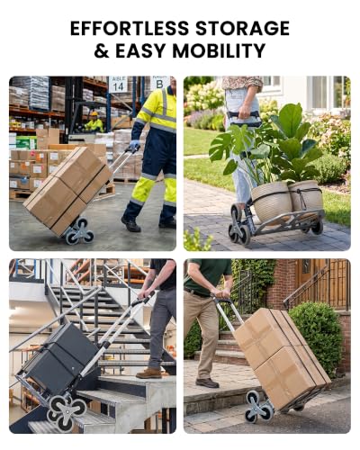 MAZING Stair Climbing Dolly, 176Lbs Capacity, Lightweight Foldable Hand Truck for Stairs, Portable Dolly Cart for Moving Boxes Up & Down Steps, Silver - size: 80kg