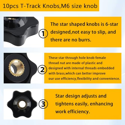 Antrader M6 Star Knob Clamping Handle Nut,Thru Hole Star Knobs,10Pcs - size: 25#M6
