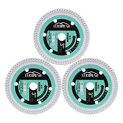 Tile Blade 3In/75mm x Arbor 3/8In/10mm Diamond Saw Blade for Cutting Ceramic,Hard Porcelain,Glazed Tiles Dry Cutting disc, 3pcs - size: X Mesh Tile Blade