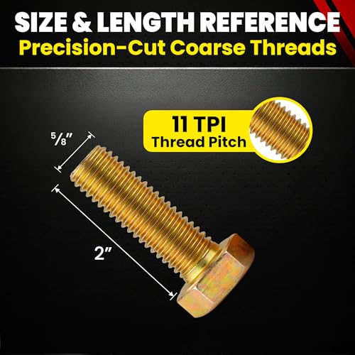 Chenango Supply 5/8-11 x 2 Grade 8 Hex Head Cap Screws - size: 5/8-11 x 2" Hex Bolt