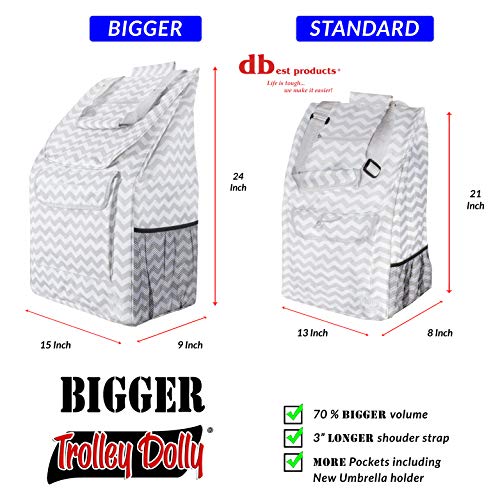 dbest products Bigger Trolley Dolly, Grey Chevron Shopping Grocery Foldable Cart - color: Grey Chevron