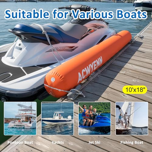 Inflatable Large Boat Dock Bumpers and Fenders for Docking - size: 10'x18" Orange