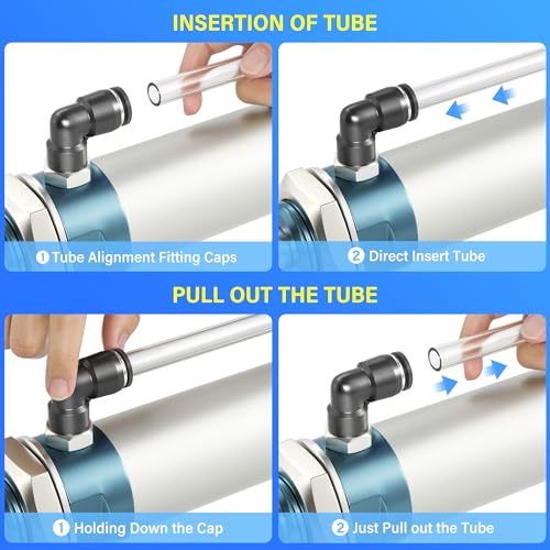 TAILONZ PNEUMATIC Elbow and Straight Combination 1/2 Inch Tube OD x 1/2 Inch NPT Thread Push to Connect Fittings PC-1/2-N4+PL-1/2-N4(Pack of 12) - size: 1/2"OD x 1/2"NPT
