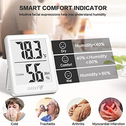 DOQAUS Digital Hygrometer Indoor Thermometer Humidity Meter, White - color: White