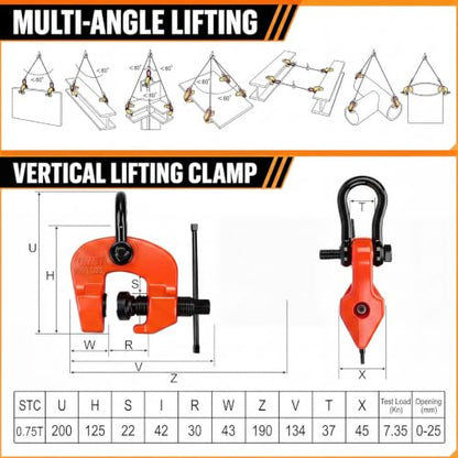 Frienda Plate Lifting Clamp 1655 Lbs/0.75 T Adjustable Opening 0-1.1 Inch - size: 0-1.1 Inch, style: 1655 Lbs/ 0.75 T