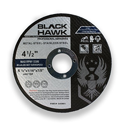 BHA 4.5" x1/16 x7/8" Cut-Off Wheels for Metal & Stainless - 25 Pack - size: 4.5” x 1/16” x 7/8”