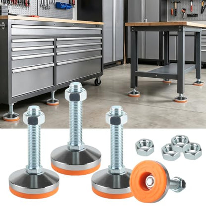 Heavy Duty Stainless Steel Leveling Feet,3200 lb Capacity,M20 Thread,4 Pack - size: D80xM20xH100,4 Pack