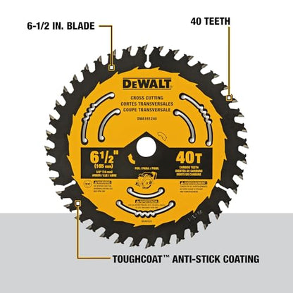 DEWALT Circular Saw Blade, 6 1/2 Inch, 40 Tooth, Framing (DWA161240)