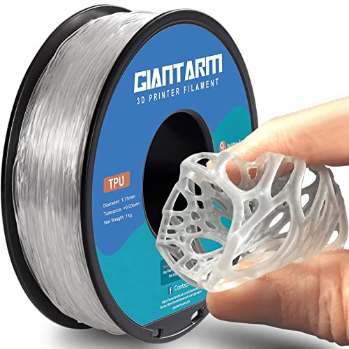 GIANTARM 95A TPU 3D Printer Filament 1.75mm, 1kg Spool, Clear, +/- 0.03mm - color: Tpu-clear