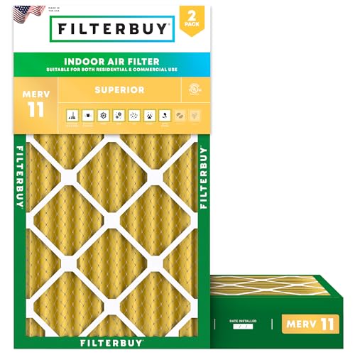 Filterbuy 8x16x4 Air Filter MERV 11 Pet & Allergy Defense (2-Pack) - size: 8x16x4