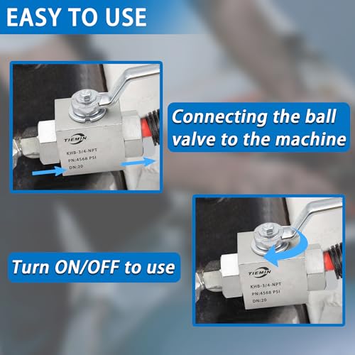 TieMin 3/4 Inch NPT High Pressure Hydraulic Ball Valve - 4568 PSI Heavy Duty 2-Way Carbon Steel Shut-Off Valve, Quarter-Turn Hydraulic Inline Valve for Log Splitters & Hydraulic Systems (TM-3/4-NPT) - color: 3/4" NPT, size: 2-Way