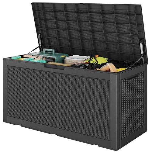 Outdoor Storage Waterproof Deck Box for Patio (100 Gallon, Black) - color: Black, size: 100 Gallon
