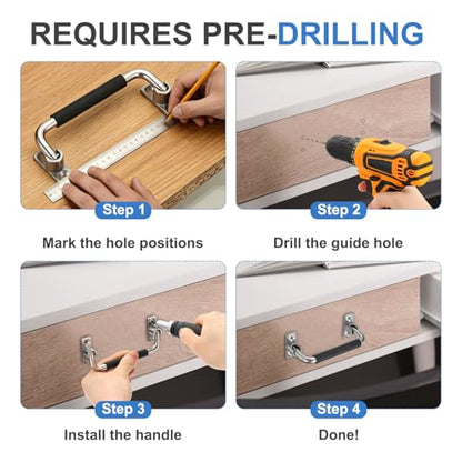 uxcell 304 Stainless Steel Folding Pull Handle (Hole Distance 7") - size: 7"