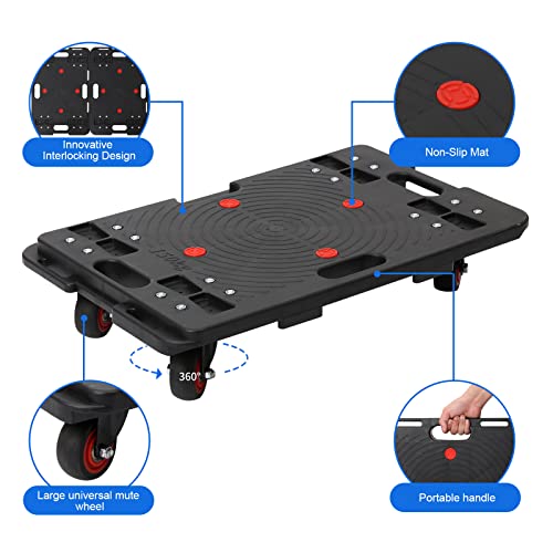 Furniture Moving Dolly Furniture Movers Dollys with Wheels, Portable Moving Rollers Leg Dollies for Heavy Furniture, 4 Wheels Flat Dolly, 1200 Lbs Capacity, Black - color: Heavy Duty Dolly