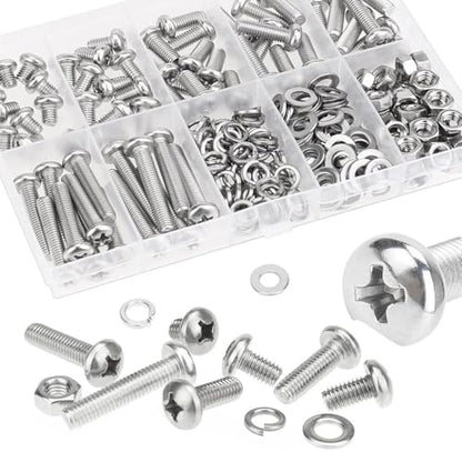 540pcs M3 Phillips Pan Head Machine Screws, Metric Screws Bolts Washers Nuts Kit, 304 Stainless Steel (M3 x 6mm / 8mm / 12mm / 16mm / 20mm / 25mm / 30mm) - size: M3, style: Phillips Pan Head