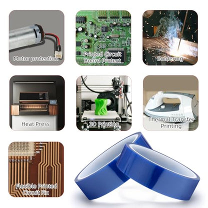 5 Rolls Blue Heat Resistant Tape 0.8" x 108ft