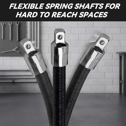 Flexible Socket Extension Bar Set, 3 PCS 1/4-1/2 Drive — DTMTD