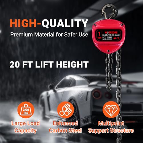 1 Ton Hand Chain Hoist for Engine Lift, Warehouses, Automotive - size: 1Ton 20FT