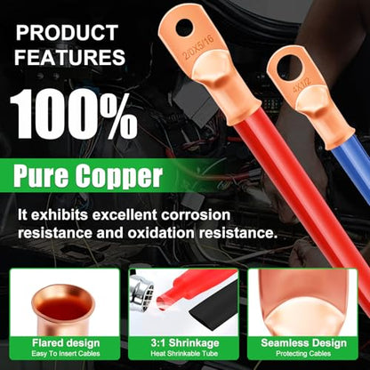 Twidec/230PCS Battery Cable Ends Kit and 10 Ton Hydraulic Crimping Tool - color: 231pcs