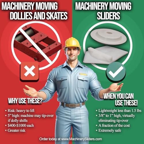 4-ct Machinery Moving Sliders, Compare to Heavy Equipment Machine Moving Dolly, Skates, Rollers (Multi-Directional for Leveling Pads)
