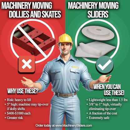4-ct Machinery Moving Sliders, Compare to Heavy Equipment Machine Moving Dolly, Skates, Rollers (Multi-Directional for Leveling Pads)