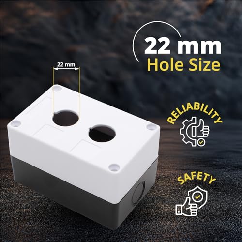 Push Button Switch Control Station Box 22mm Single Push Button Hole Dustproof and Waterproof 1NO or 1NC Abs Material/JL-BX1 Model - 10 Pack - size: 10 Pack, style: Double Push Button Hole JL-BX2