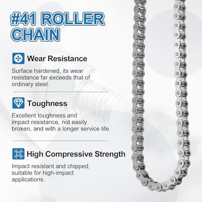 DTGN ANSI #40/ISO (DIN) 08A-1 Roller Chain 10 Ft 240 Links Stainless Steel - size: #40/08A-1