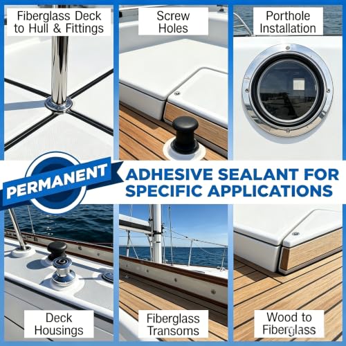 [Clear] 5200 Marine Adhesive Sealant Fast Cure – Waterproof Permanent Bond for Boats, RVs, Ponds, Above & Below Waterline, 3 oz - color: Clear 1Pcs