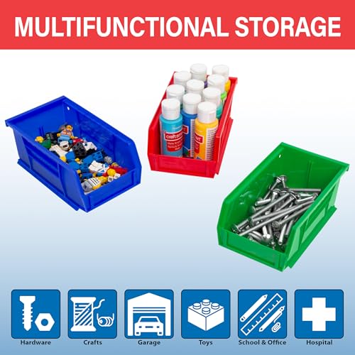 Akro-Mils 30220 AkroBins Plastic Storage Bins, 7"x4"x3", Red, 24-Pack - color: Red