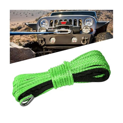 0.19'' x 49 Ft Car Synthetic Winch Rope Kit, 10000LBS Heavy Duty Vehicle Winch Cable with Protecting Sleeve and Thimble, Automotive Accessories, Universal for Off Road ATV UTV (Green) - color: Green/0.19''x49Ft