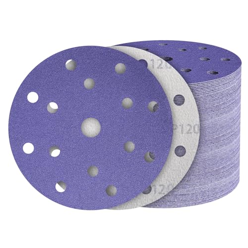50Pcs 6 Inch Sanding Discs 120 Grit, Hook and Loop Orbital Sandpaper - style: 120Grit-50Pcs