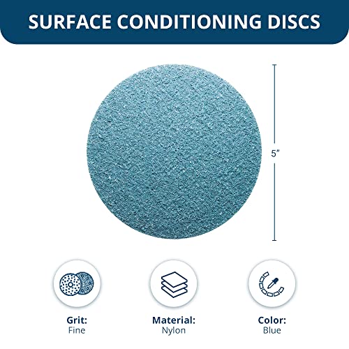 Benchmark Abrasives 5" Hook & Loop Surface Conditioning Non-Woven Discs for Paint Removal Sanding Polishing Deburring Cleaning, Angle Grinder Abrasive Discs (10 Pack) - (Blue - Fine)
