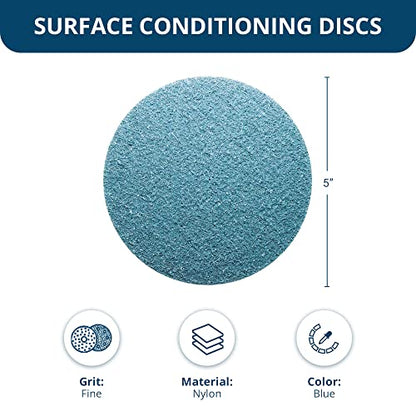 Benchmark Abrasives 5" Hook & Loop Surface Conditioning Non-Woven Discs for Paint Removal Sanding Polishing Deburring Cleaning, Angle Grinder Abrasive Discs (10 Pack) - (Blue - Fine)